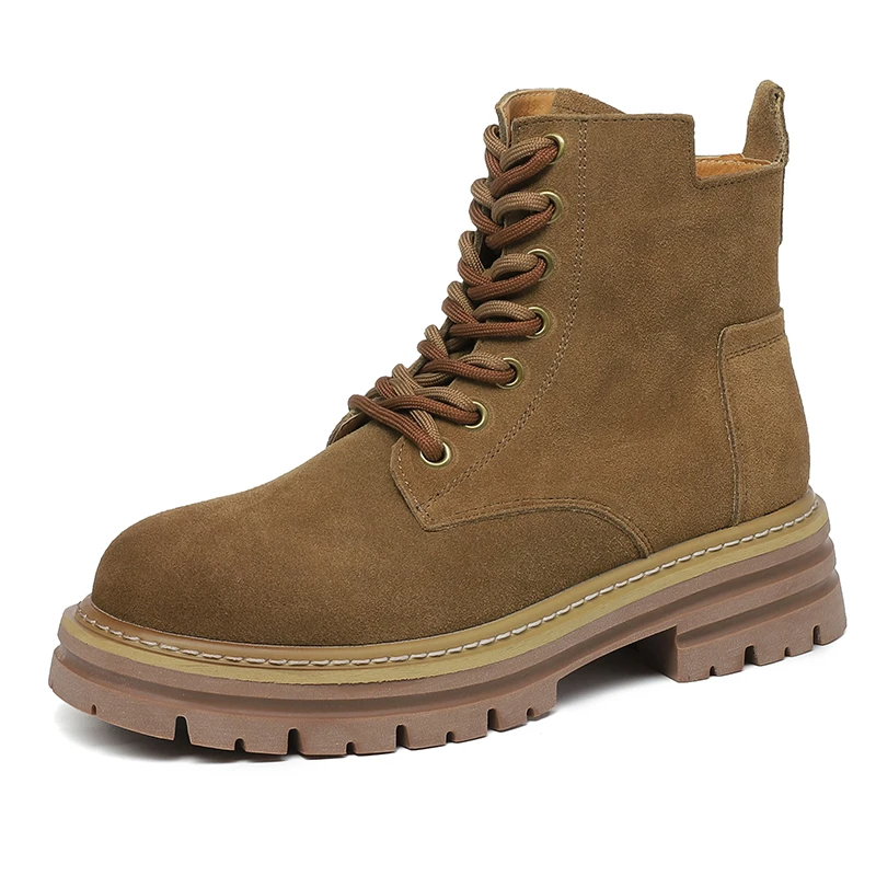 AIYUQI Women's Ankle Boots Large Size 2024 Spring New Platform Women's Short Boots Hot Genuine Leather Thick-soled Ladies Boots