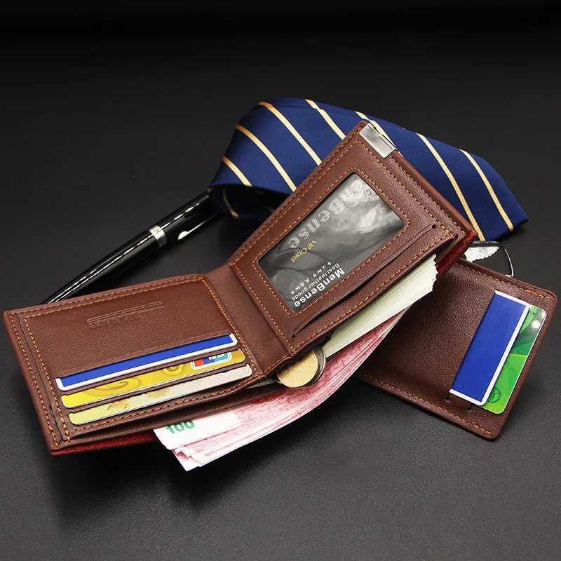 Fashion mens wallet PU leather short card wallet mens designer Billfold mens portable small card wallet Z250411