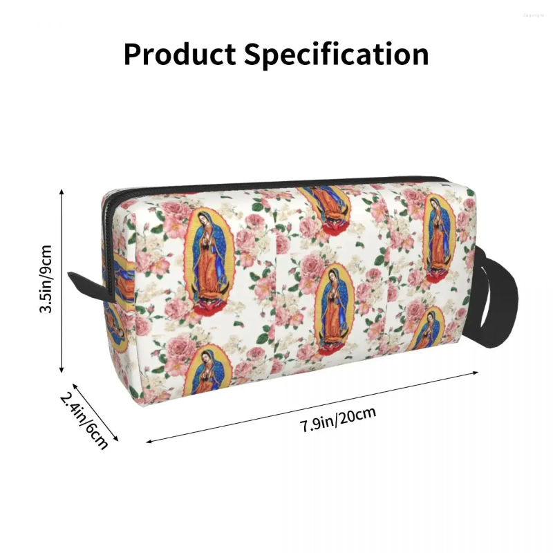 2025 NEW Cosmetic Bags Travel Virgin Of Guadalupe Toiletry Bag Fashion Mexico Catholic Mary Makeup Women Beauty Storage Dopp Kit Case zhanyishengli