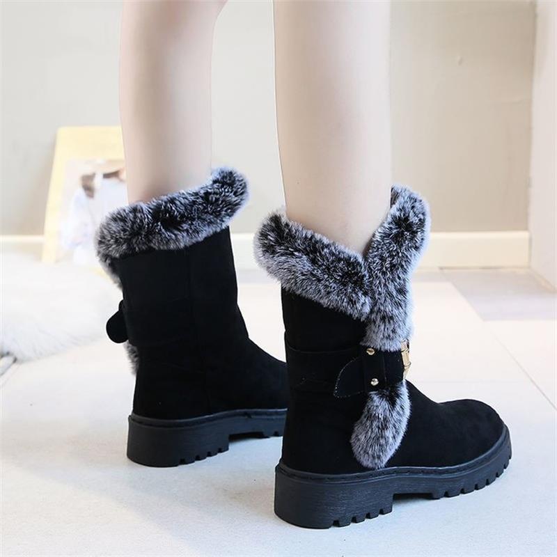 Women's Fleece Winter Warm Snow Boots: Anti-slip, Thick Sole, Versatile, Black 16e9