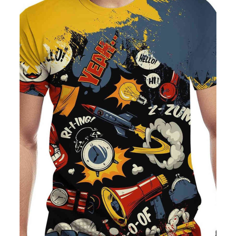 Mens T shirt Men's Cool T Shirt with Graffiti Graphic Print, Street Novelty Tee, Best Birthday Casual tops summer clothes breathable