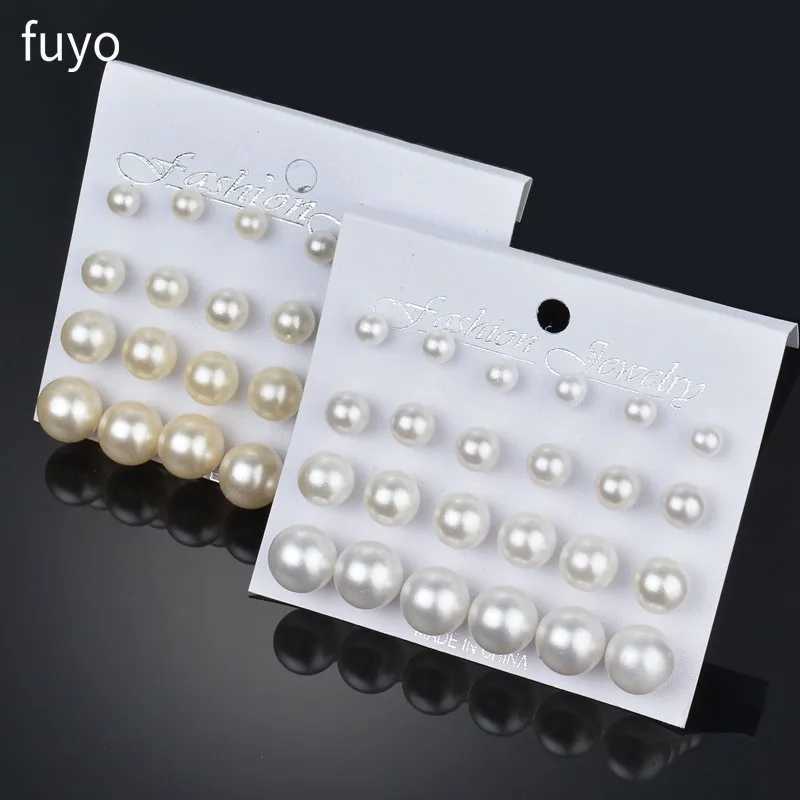 Hot 12 pairs/set of white simulated pearl earrings suitable for womens weddings bridal balls stud earrings Bijouteria Brincos Bijoux jewelry W241023