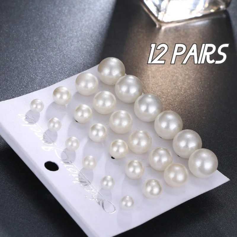 12 pairs of white simulated pearl earrings set suitable for women jewelry on earrings earring set Bijouteria Brincos Bijoux W241023