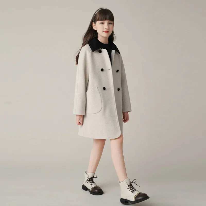Womens wool coat wind chime 2024 beige warm and thick winter cotton youth gift childrens clothing C15 W241023