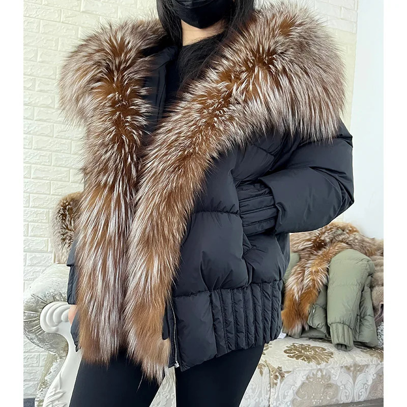 MAOMAOGONG White Duck Down Jacket Natural True Fox Fur Collar Down Jacket Thick Coat Winter Womens Warm Jacket 241023
