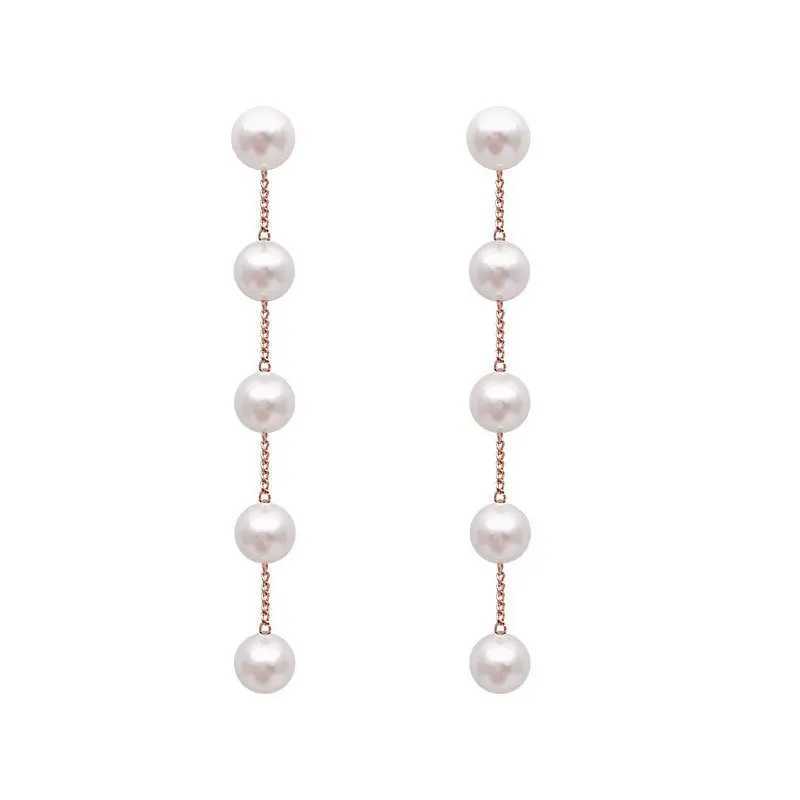 New Trend Simulated Pearl Womens Long Earrings White Round Pearl Wedding Pendant Earrings Korean Fashion Jewelry Earrings W241023