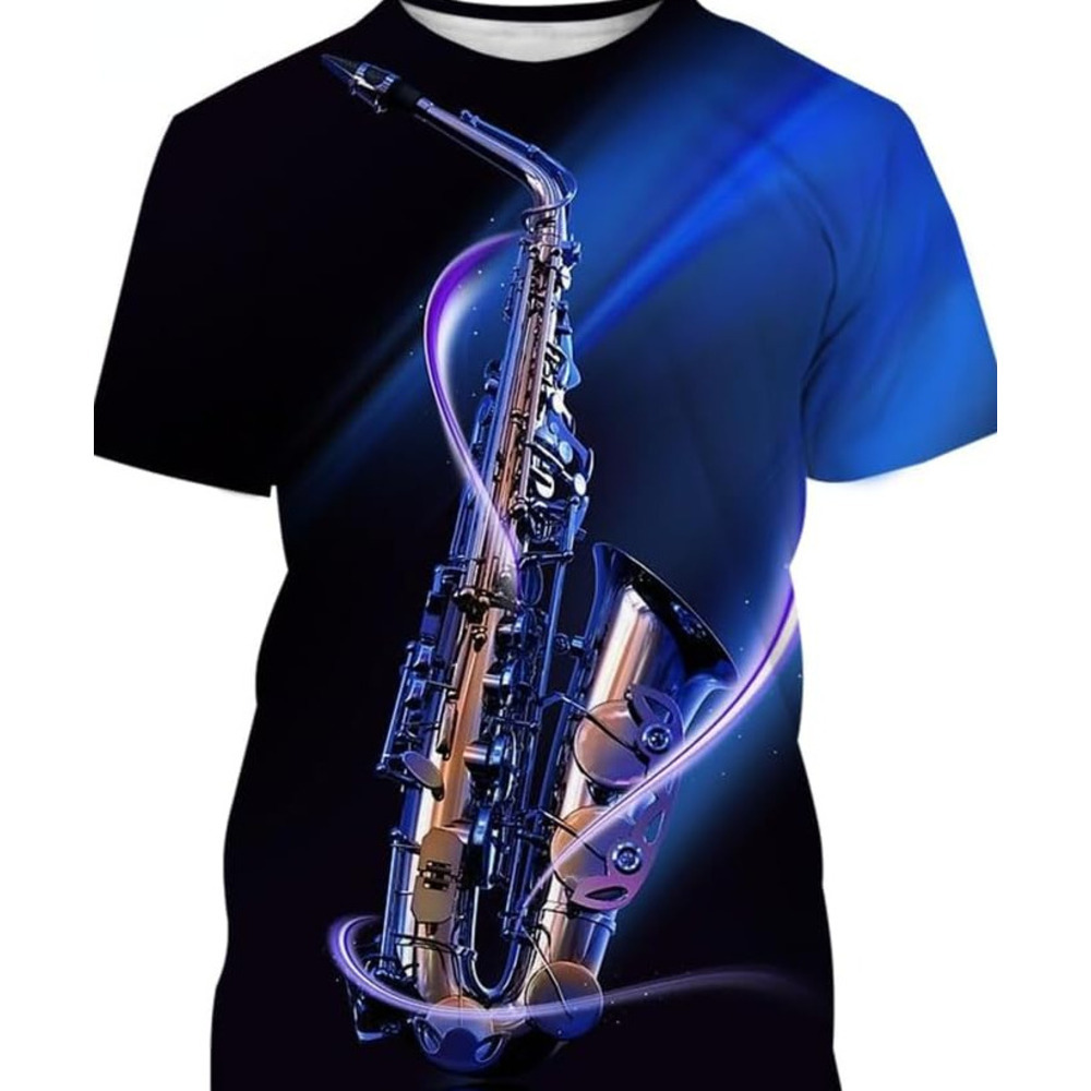 Mens T shirt Men Women 3D Saxophone T Shirt Hip Hop Music 3D Printed Short Sleeve Summer Tops tee Casual tops summer clothes breathable nice