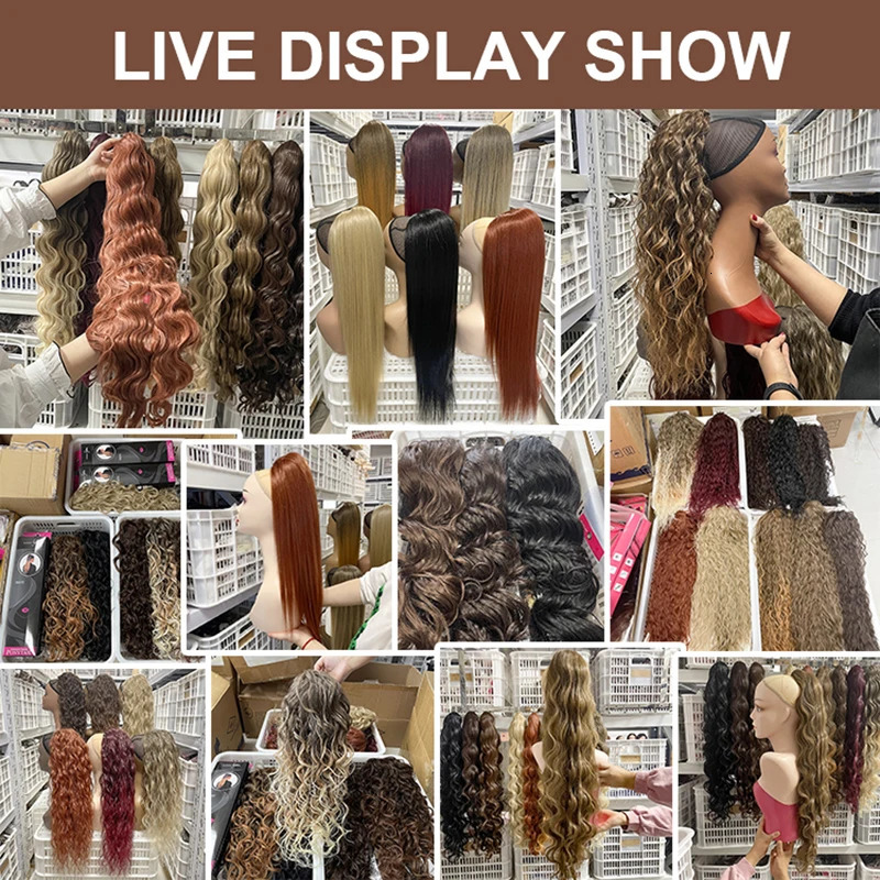 Ponytail Synthetic Long Curly Drawstring Ponytail Clip In Hair Extensions For Black Women Blonde Black Heat Resistant 241024