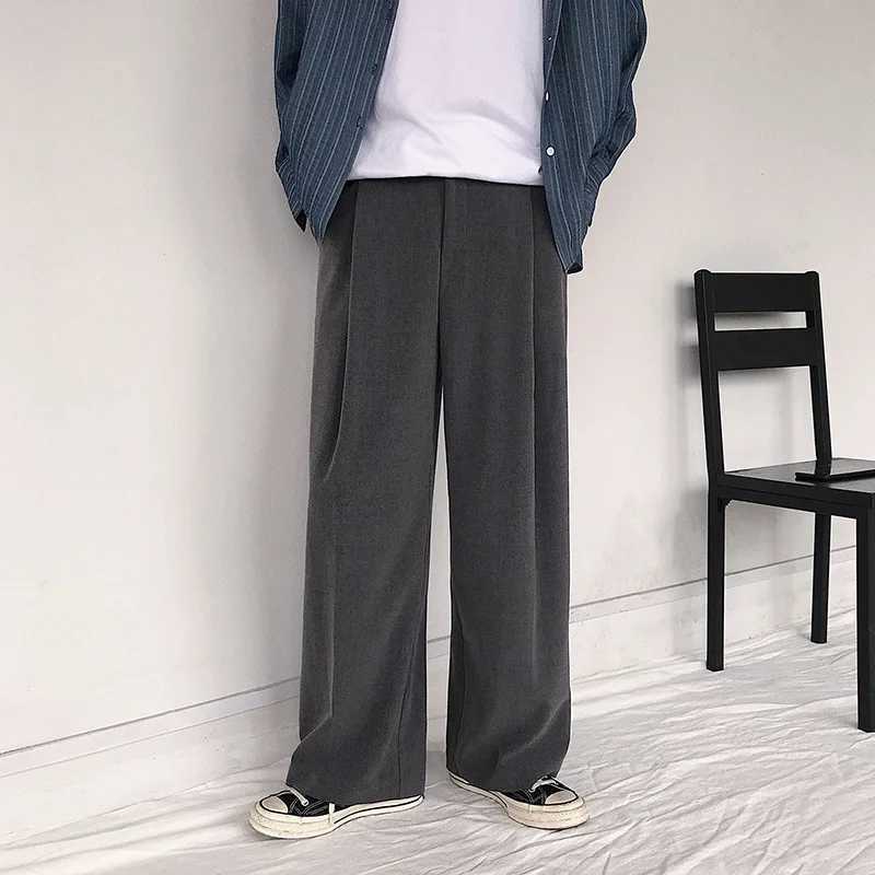 Mens Spring and Autumn Loose Korean Version of The Trend of Wide-leg Pants Retro Straight-leg Dress Pants Drop Casual PantsX241023
