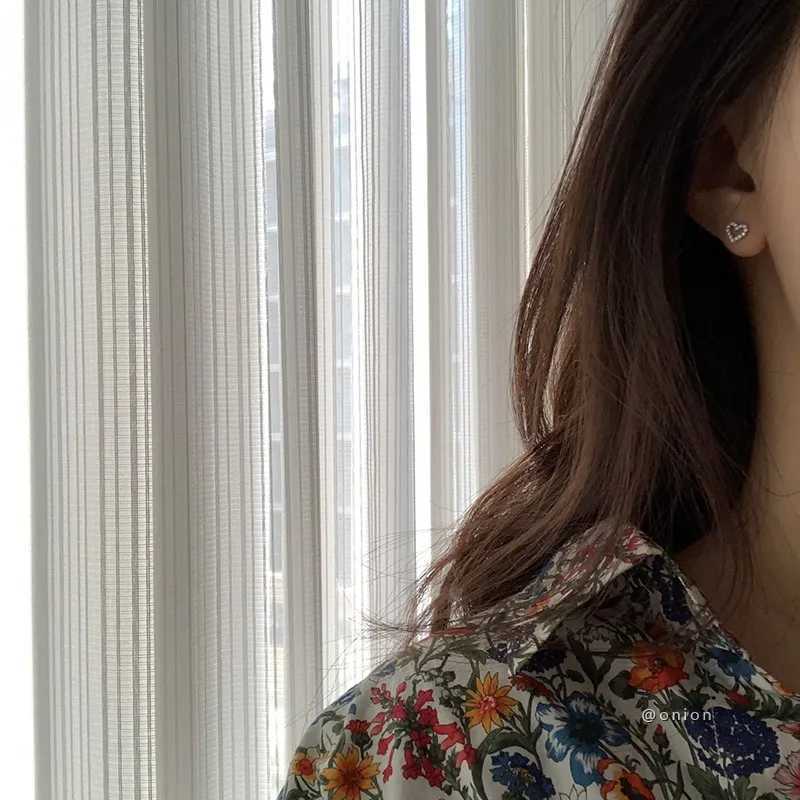 925 Sterling Silver Micro-set Zircon Heart Stud Earrings for Women Plated 14k Gold Mini Earring Girl Birthday Gifts JewelryX241023