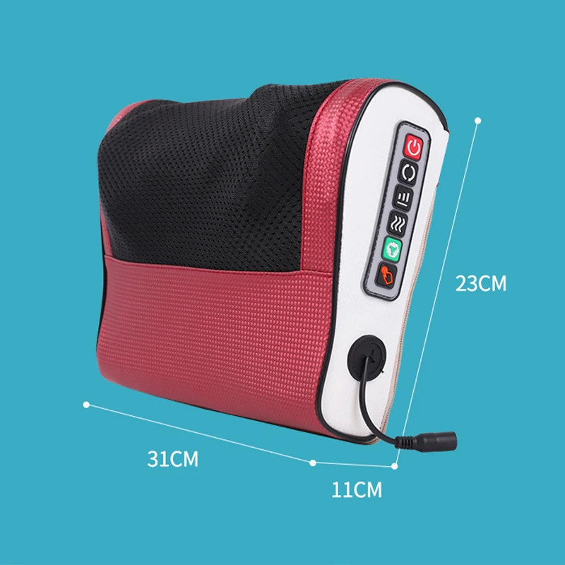 Cervical Neck Massage Pillow Waist Deep Tissue Kneading Electric Vibration Heated Pink and Blue 241024