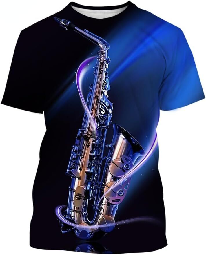 Mens T shirt Men Women 3D Saxophone T Shirt Hip Hop Music 3D Printed Short Sleeve Summer Tops tee Casual tops summer clothes breathable nice