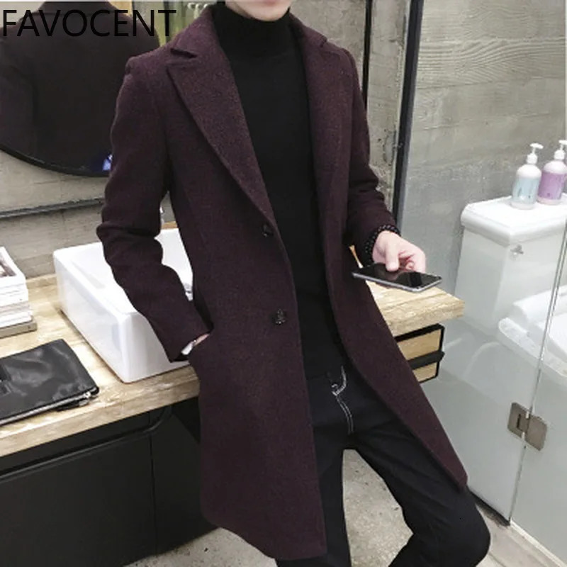 Mens thick wool blended trench long casual top fashionable warm jacket lapel coat plus size 5XL mens ultra-thin windproof machine 241024