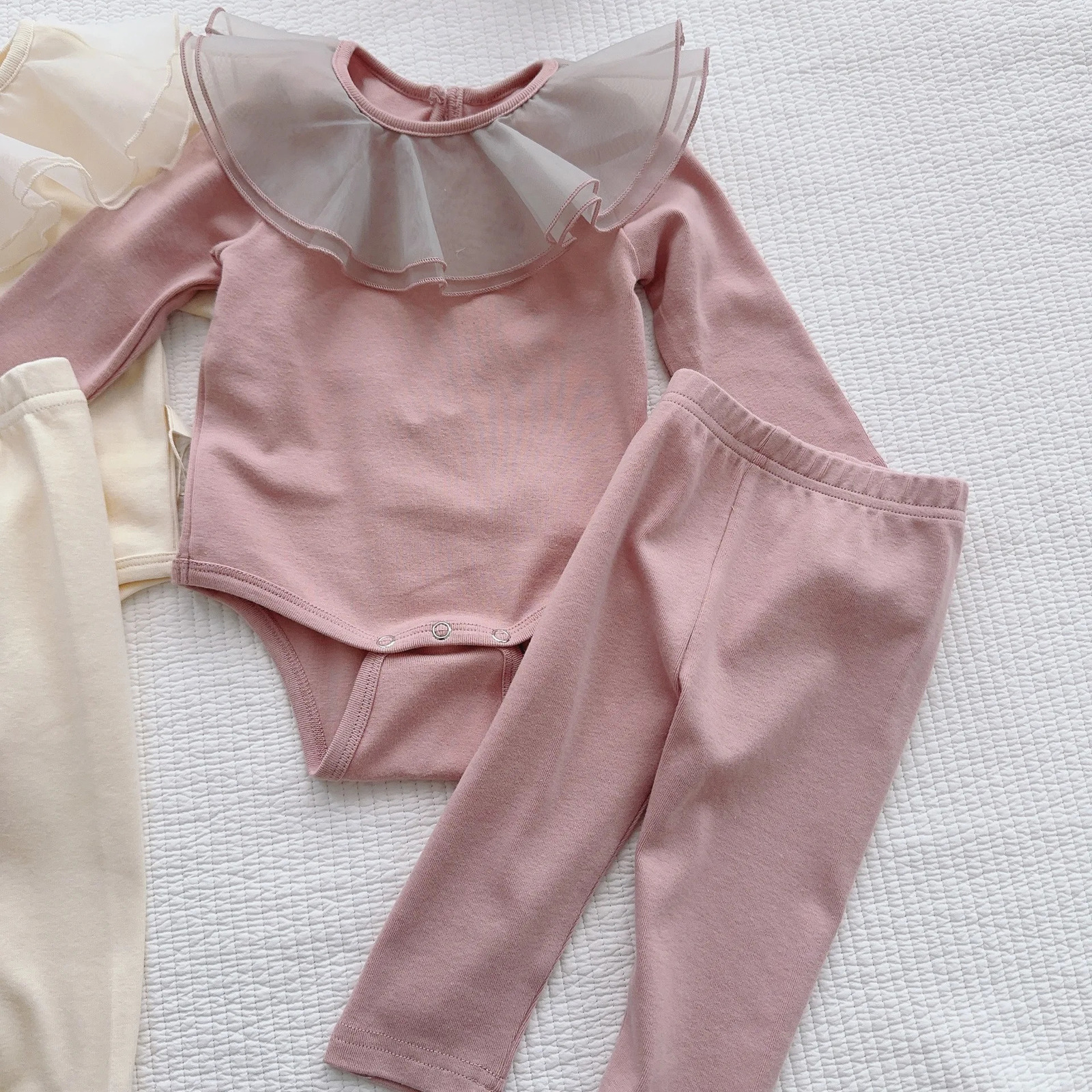 Spring Baby Long Sleeve Home Clothing Set Baby Collar TopLeg 2-piece Set Preschool Cotton Casual Set 241024