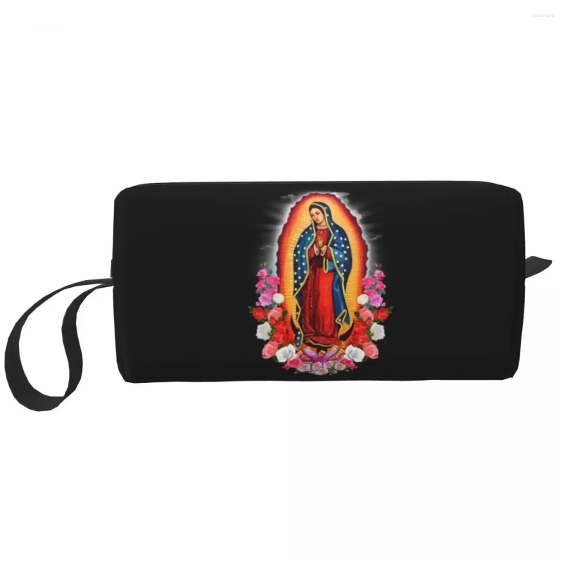 2025 NEW Cosmetic Bags Travel Virgin Of Guadalupe Toiletry Bag Fashion Mexico Catholic Mary Makeup Women Beauty Storage Dopp Kit Case zhanyishengli