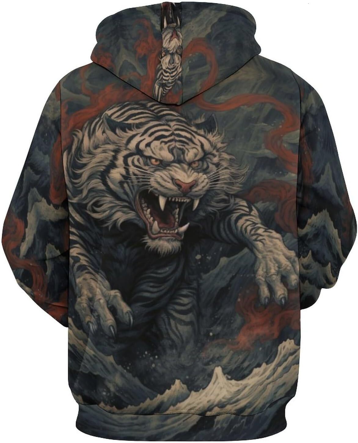 Hoodie for Mens Womens Mens Tiger Graphic 3D Fashion is cool Print Hooded Sweatshirts Pullover Top with Pocket Graphic Hoodies sweatshirt Pullover Lon