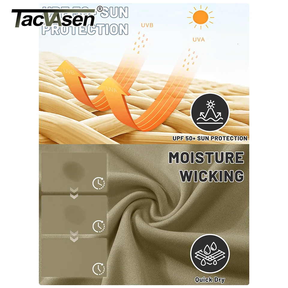 TACVASEN UPF 50sunscreen T-shirt mens quick drying long sleeved sports T-shirt performance sports T-shirt 241024