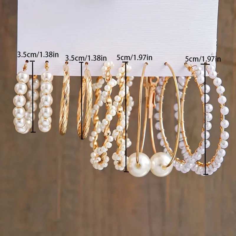 Fashion imitation pearl earring set new 6 pairs combination light luxury and niche design earrings and earrings W241023