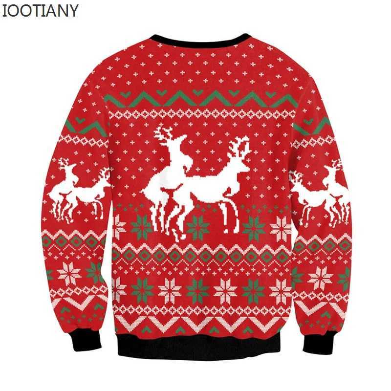Men Women Ugly Christmas Hoodie Funny Humping Reindeer Climax Tacky Christmas Jumpers Tops Couple Holiday Party Xmas Sweatshirt LX241024