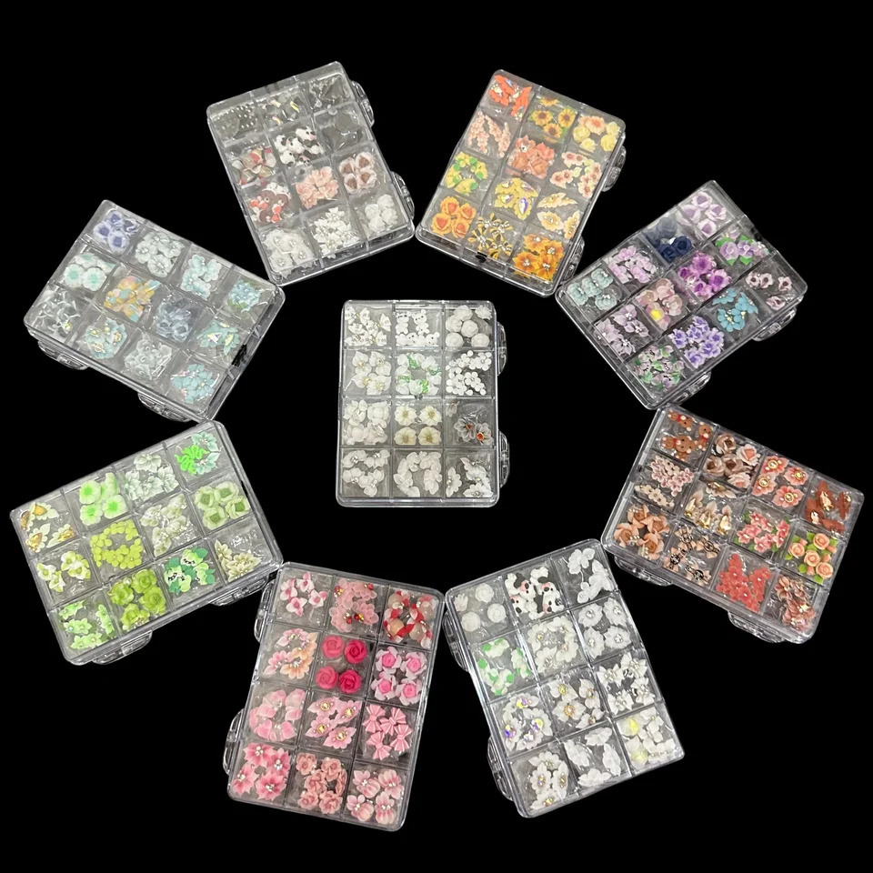 50 pieces per box of 3D acrylic nail art jewelry Christmas painting handmade Kavay nail art charm stickers Christmas stickers 241024