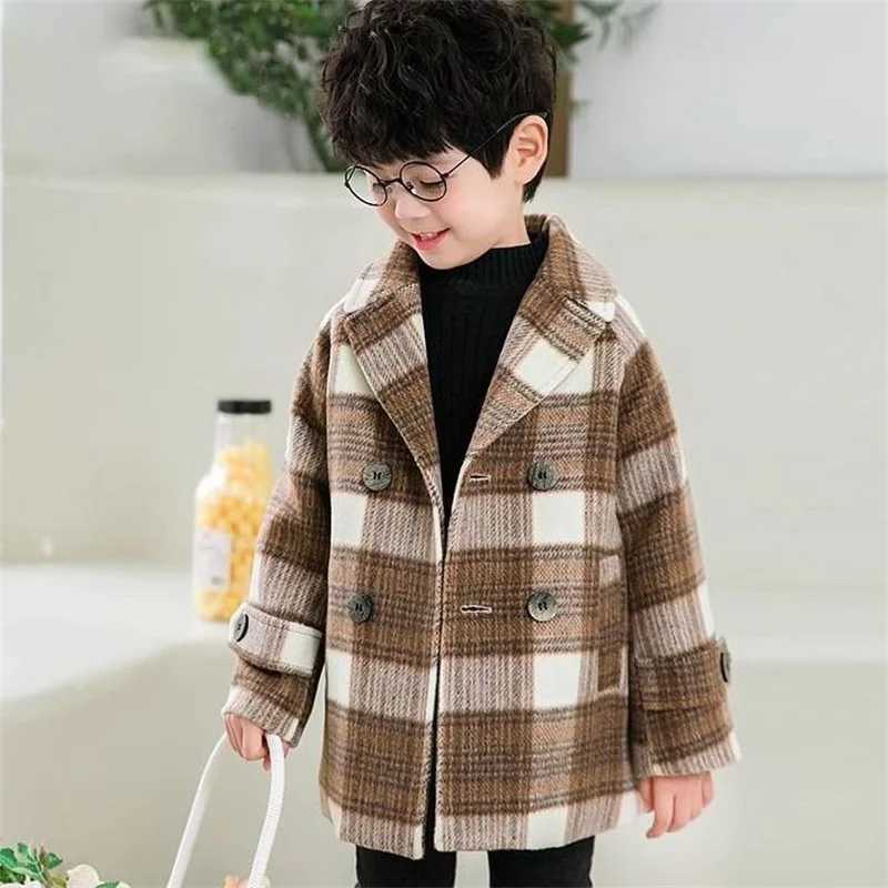 Mens wool jacket windproof jacket 2024 elegant warm thick autumn winter cotton school childrens clothing W241023