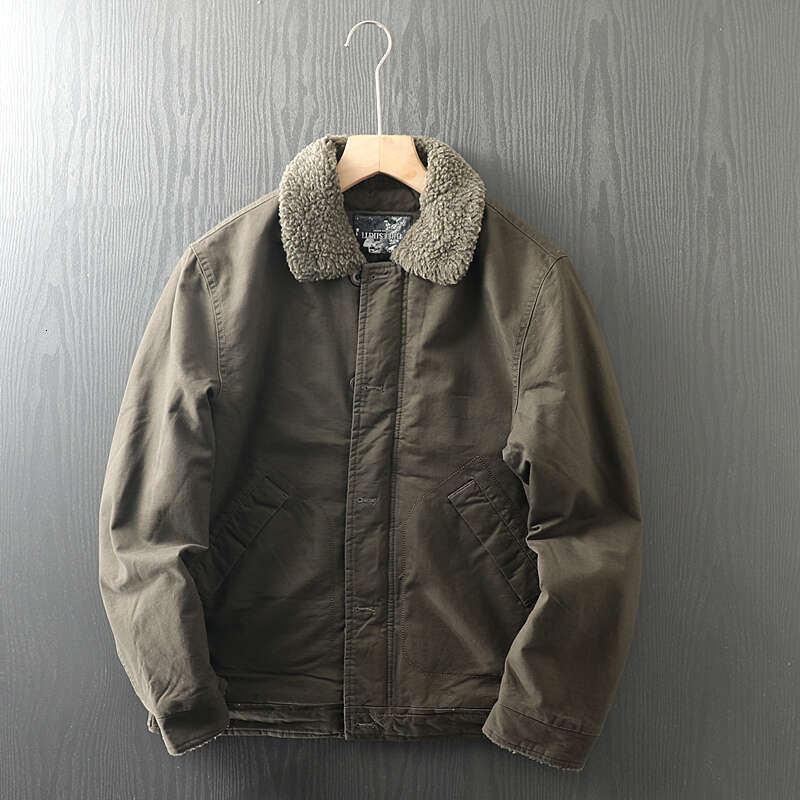 Men Thick Imitation Lamb Down Jacket Plush Coat Warm Lapel Work Deck Outdoor Trekking Camping Blazer Travel Cotton Outer Spirng