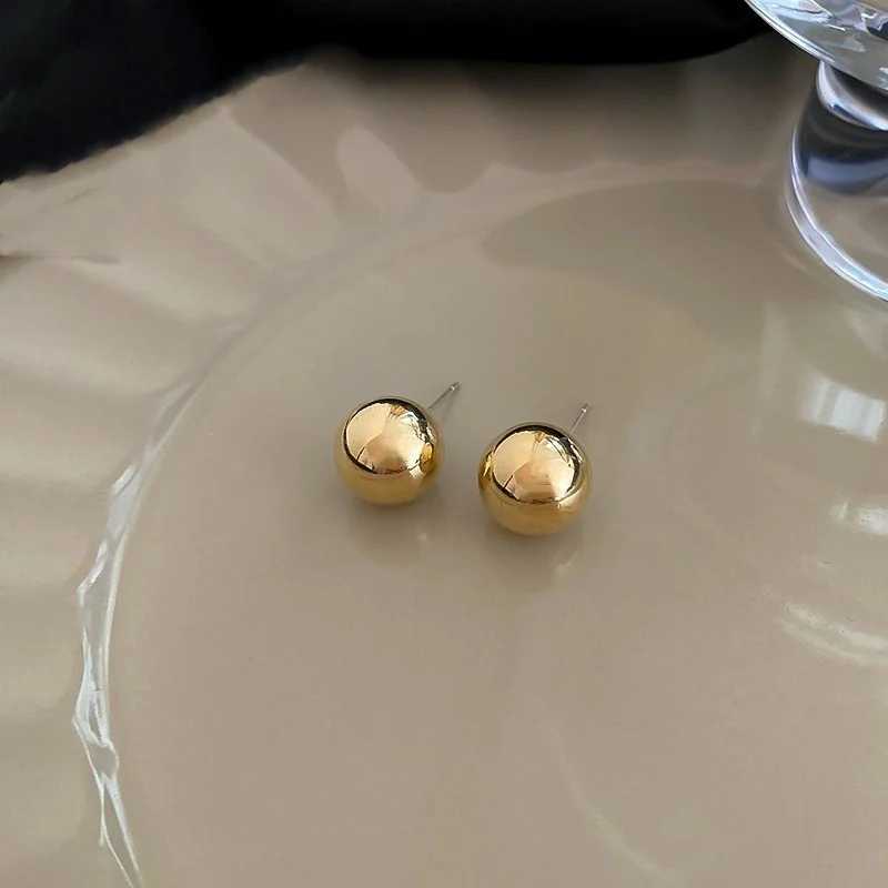 Gold Color Simple Round Ball Small Stud Earrings for Baby Women Girls Fashion Piercing Jewelry WholesaleX241023