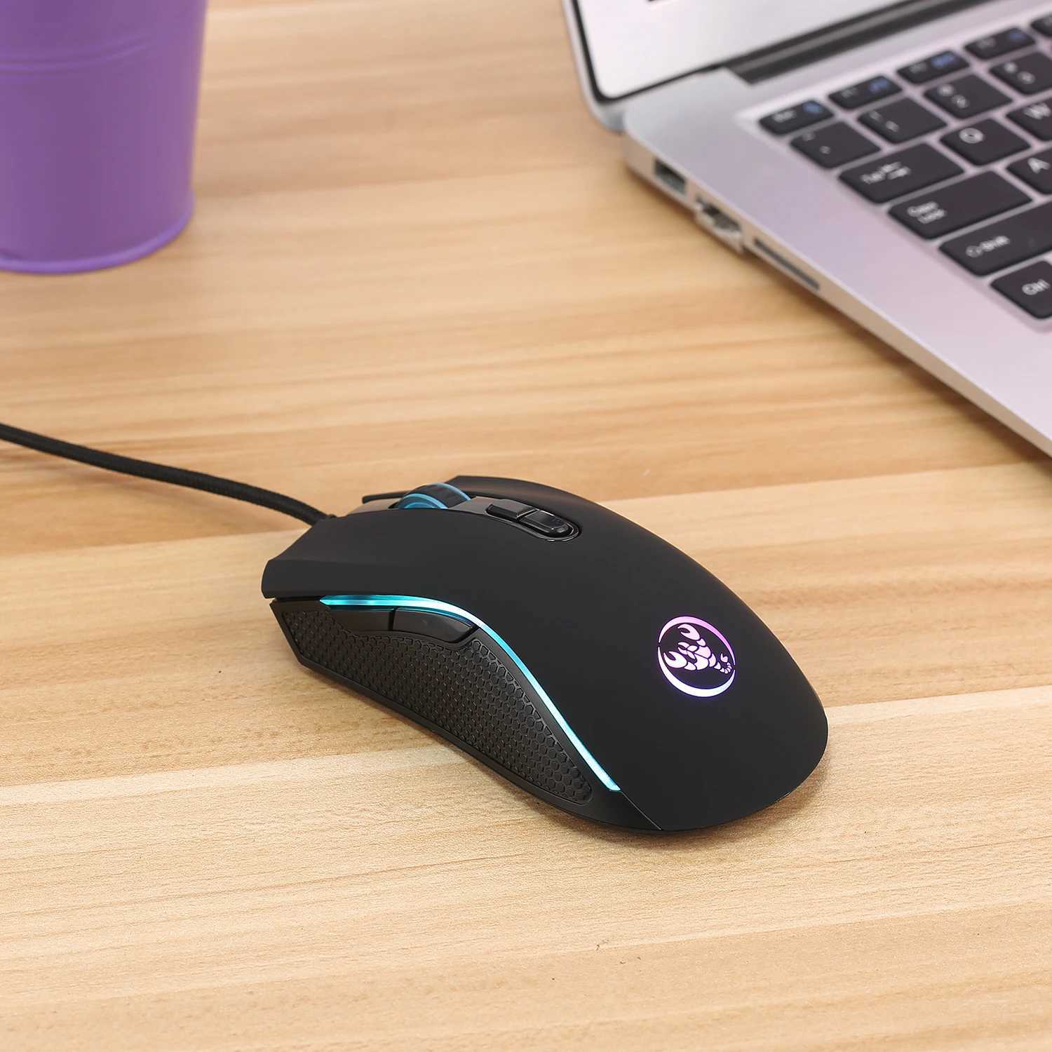 Popular choice HXSJ A869 optical ergonomic RGB ABS 4-level resolution adjustment wired gaming mouse for laptop and PCLX241024
