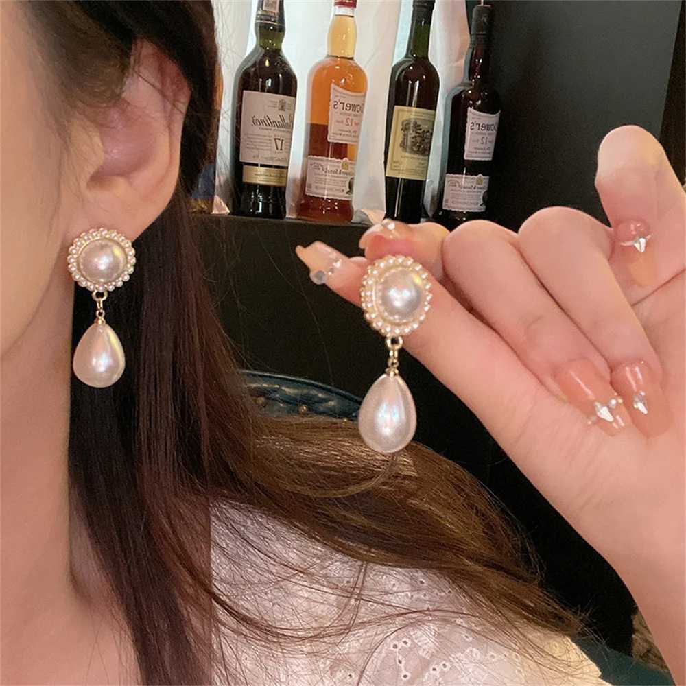Water Drop Simulated Pearl Dangle Earrings for Women Fashion Ladies Ear Accessory Vintage Wedding Engagement Party JewelryX241023