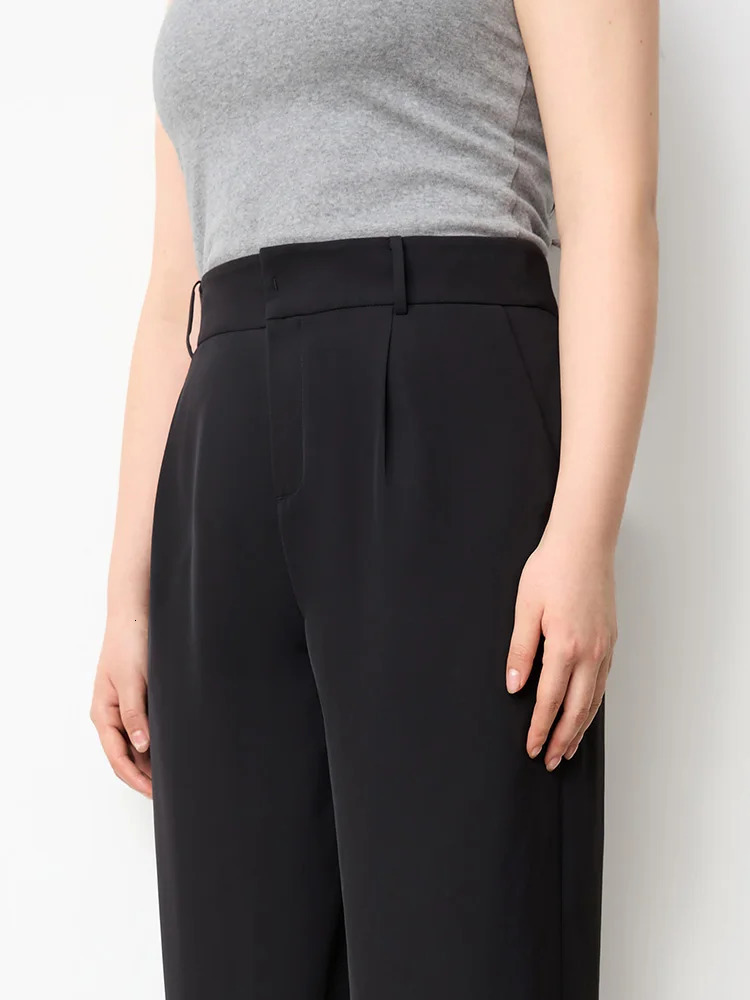 DUSHU Womens Simple Set Pants Office Womens Full Length Diagonal Womens Pants Black Summer Pants 24DS8285824DS82859 241023