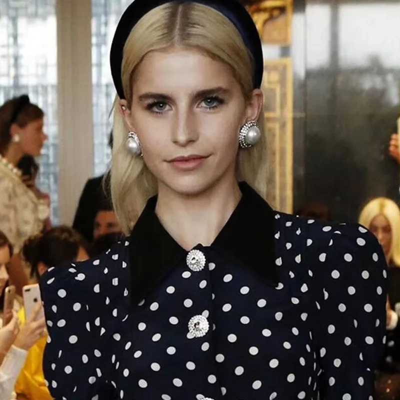 Big Crystal Pearl Stud Earring for Women Luxury Shiny Round Earring Fashion Jewelry Luxury Accessories Bridesmaid GiftX241023