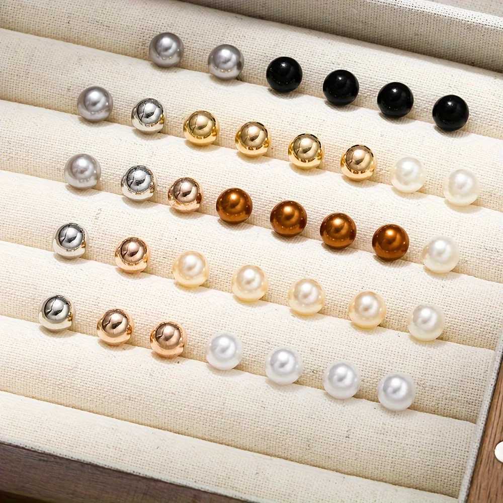 30 pairs of fashionable mini imitation pearl zircon earrings set suitable for women to wear daily clothing fashionable jewelry new 2024 W241023
