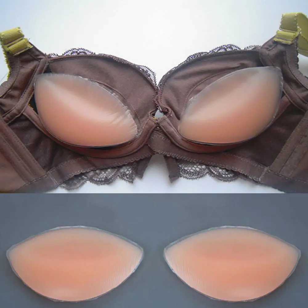 Dropship 1 Pair Push Up Silicone Triangle Bikini Swimsuit Bra Insert Pads Bra Pads Pasties Invisable Breast Enhancer LingerieXJ241024