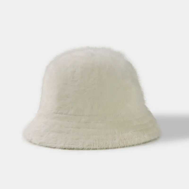 Bucket Hat Wen Winter Angola Fluffy Warm Holiday Accessories Suitable for Young Women Outdoor X241023