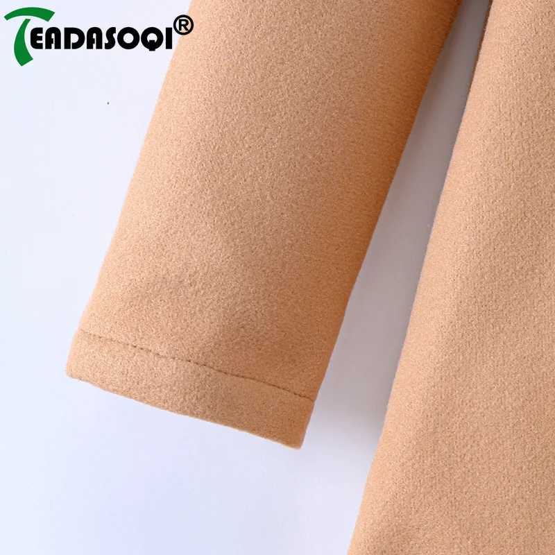 Casual wool coat jacket 5-10Y winter girls clothing long sleeved lapel double-layer childrens wool coat girls clothing W241023