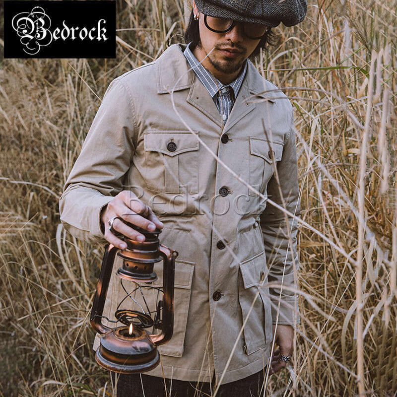 RT American Vintage Hunter Men's Multi-Pocket Cargo Jacket Male Spring And Autumn Tough Guy Mid-Length Army Windbreaker