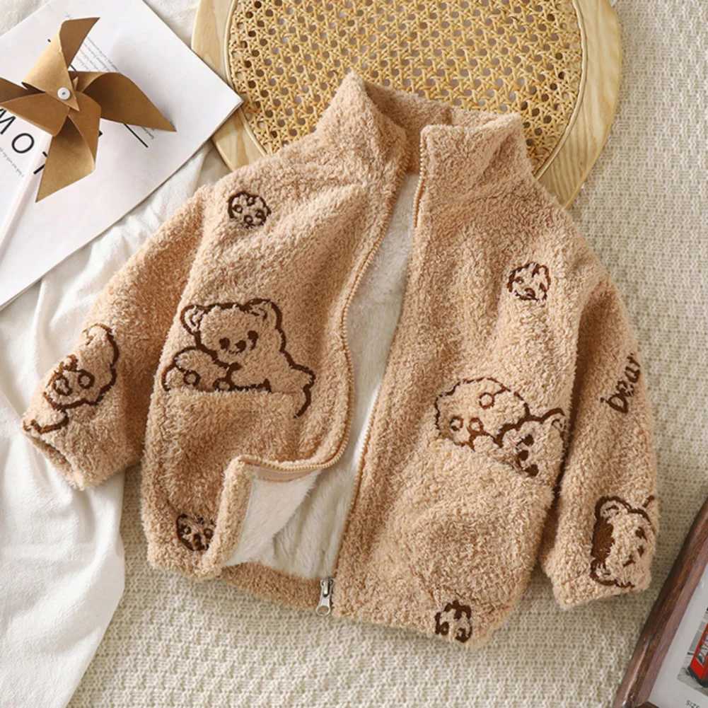 Childrens spring and summer jackets boys and girls autumn warm coral velvet baby autumn and winter velvet tops W241023