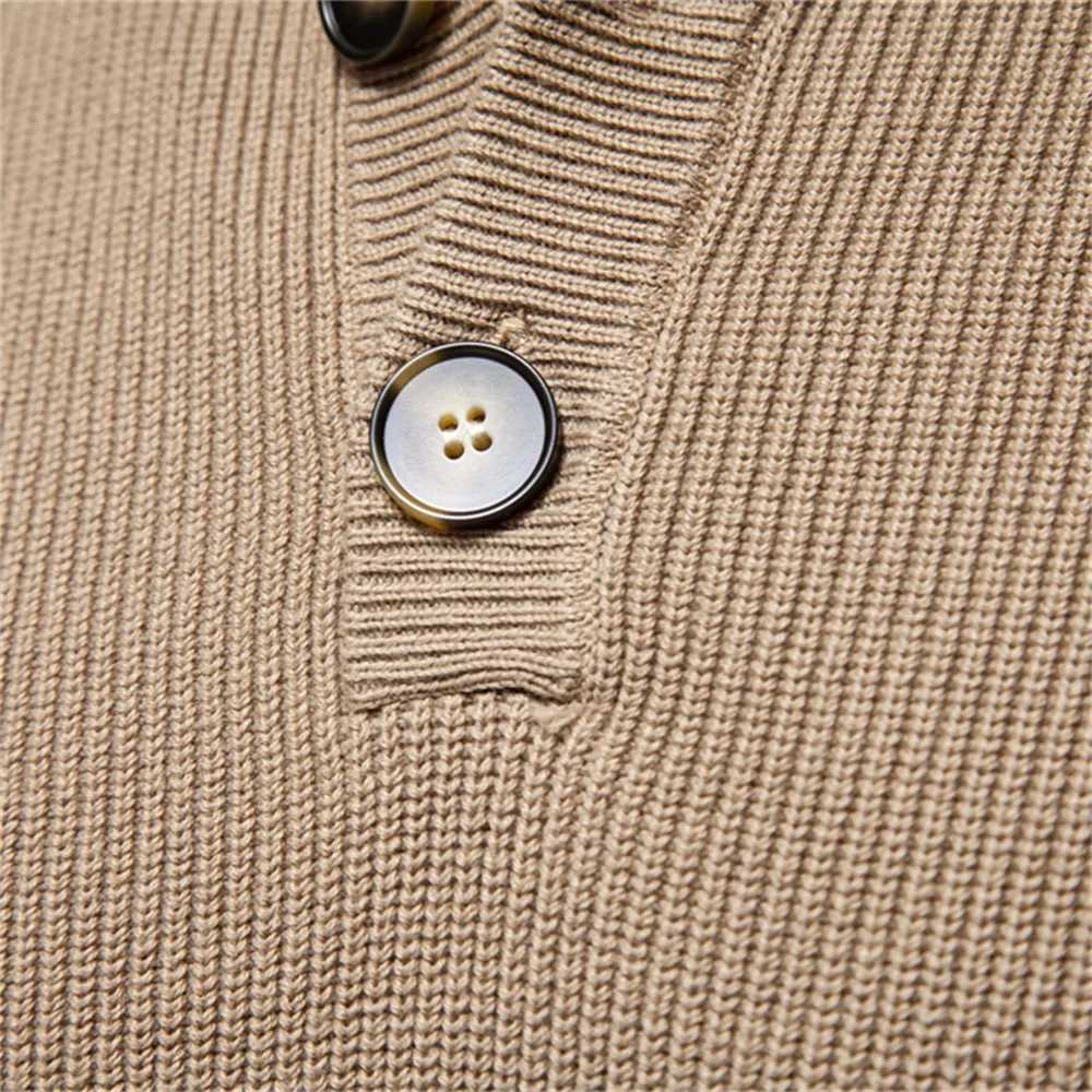 AIOPESON Mens Mock Neck Button up Cotton Pullover Sweaters Casual Social Knit Turtleneck Autumn Winter Sweaters for Men LX241024