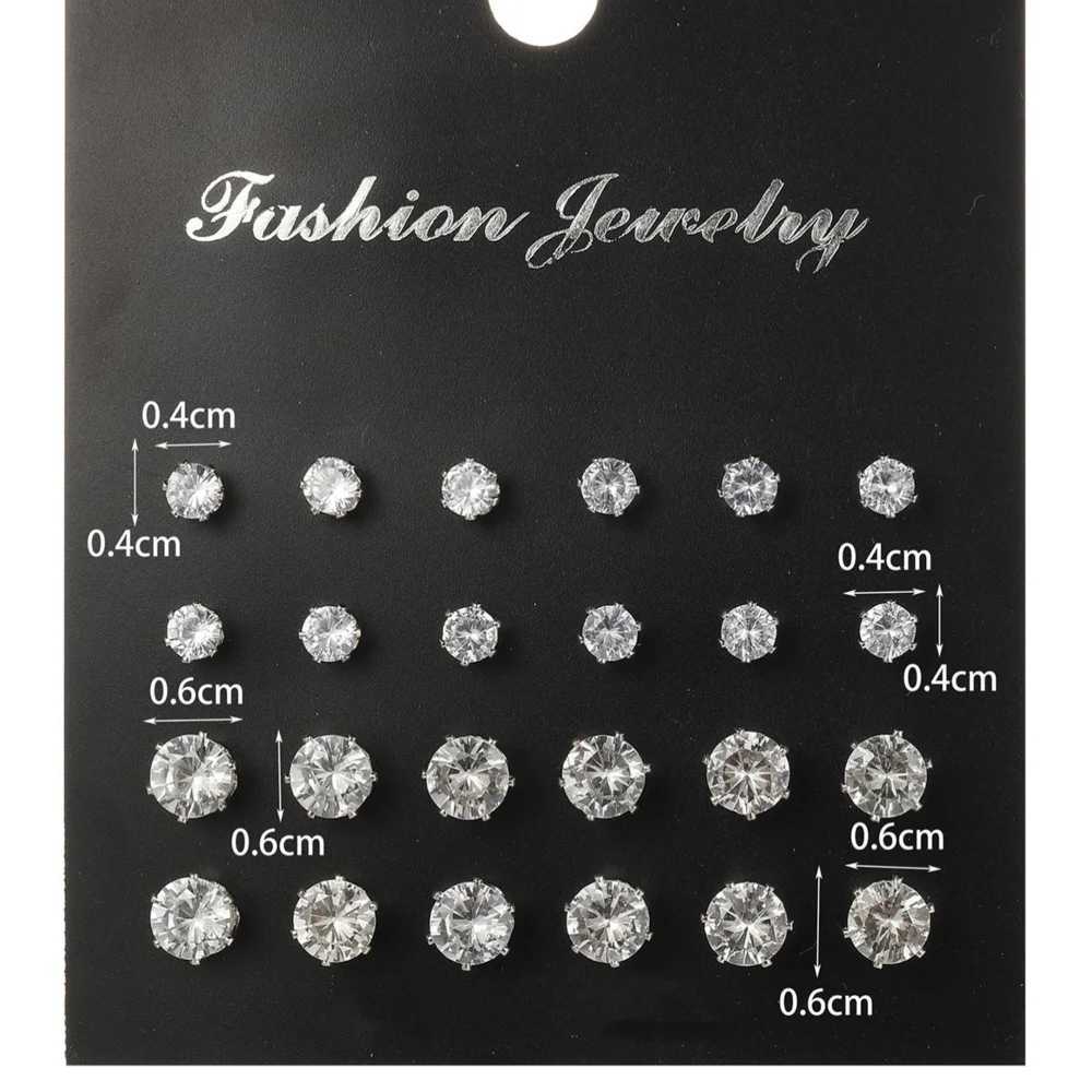 12 pairs/set of crystal simulated pearl earrings set for womens jewelry accessories perforated ball stud earrings set W241023