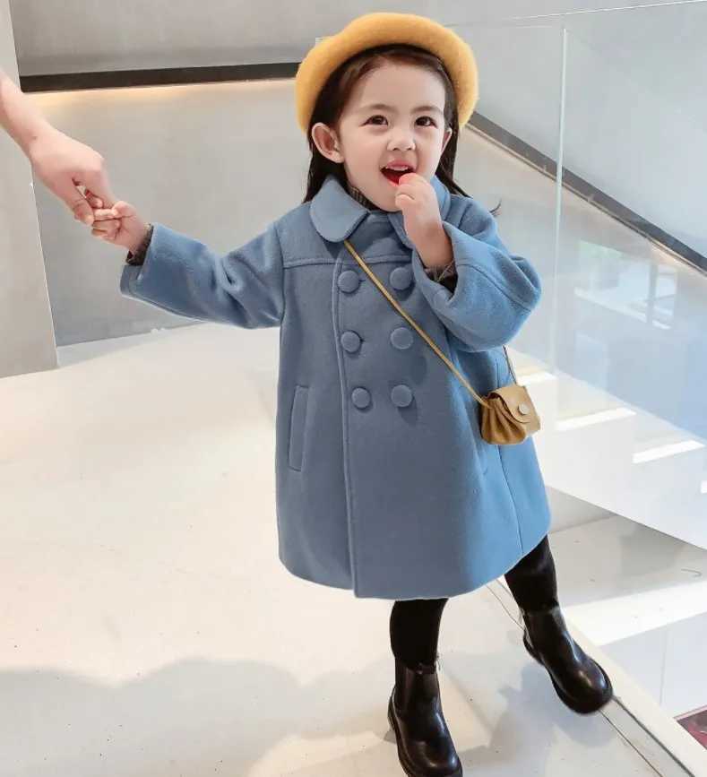 2-6Y childrens clothing childrens jacket double breasted girl wool jacket autumn winter trench jacket winter jacket W241023