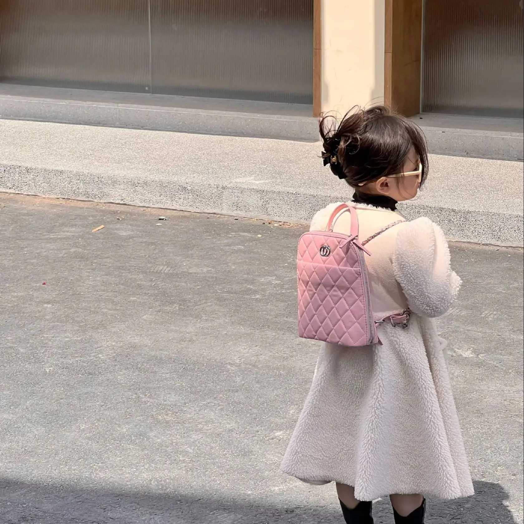 Fashionable womens dress jacket long baby and toddler puff sleeve jacket wool splicing work baby jacket baby clothing 1-10Y W241023