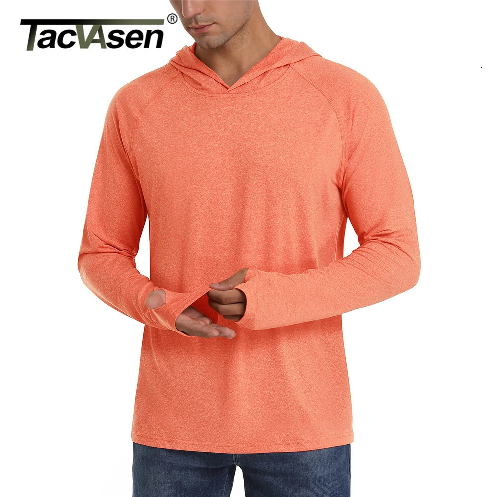 TACVASEN UPF 50Sunscreen Hoodie Mens Long Sleeve T-shirt Lightweight and Quick Drying Pulling Casual Fishing T-shirt 241024