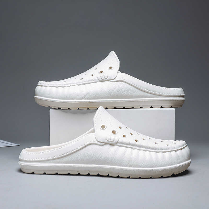 Men Dress Shoes Half Slipper Mens Summer Breathable New Exterior Soft Soled Anti Slip Beach Sandals Mens Hooded Sandals 241009