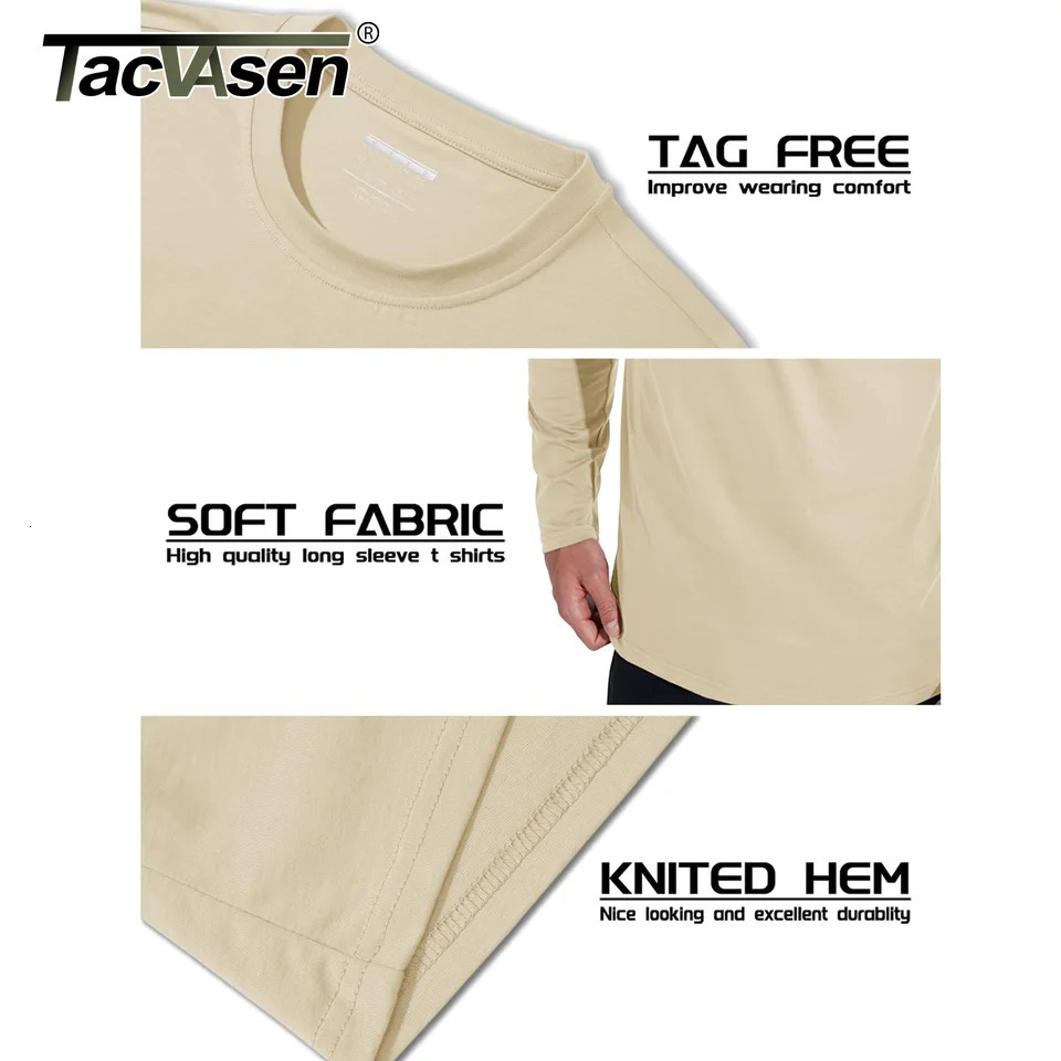 TACVASEN Color Long Sleeve Cotton T-shirt Mens Breathable Crew Collar T-shirt Spring and Autumn Casual Floral Top Basic Three way Mens Style 241024