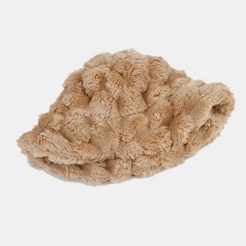 FS Retro Pineapple Pattern Bucket Hat Mens Khaki White Warm Rabbit Fur Winter Hat Warm Outdoor Panama Hat Sbrero 2023 X241023