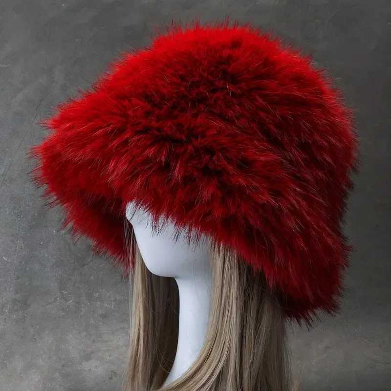 New artificial fur big winter white fur bucket hat suitable for warm mens style soft and fluffy warm and fluffy Panamanian womens artificial fur fishe