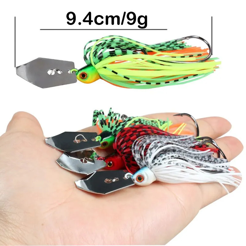 Fishing Lures 3pcs 94mm 9g Blade Metal Bait With Rubber Skirt Artificial Wobbler Buzzbait Jigging Lure Spinner 241024