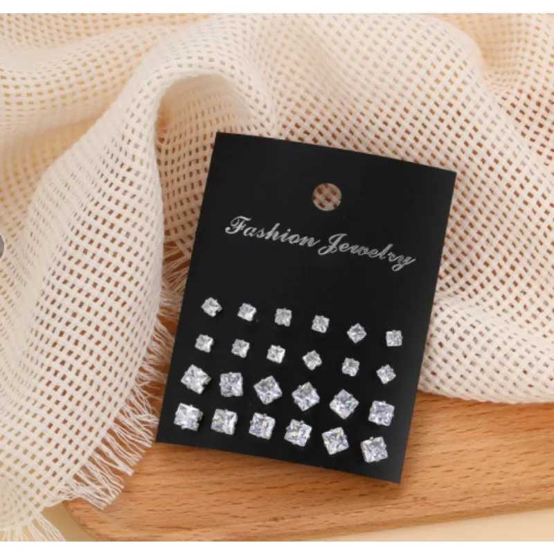 Six Claw Crystal Zircon Earrings Inlaid with Colorful Diamonds Fashionable 12 Pair Combination Card EarringsX241023