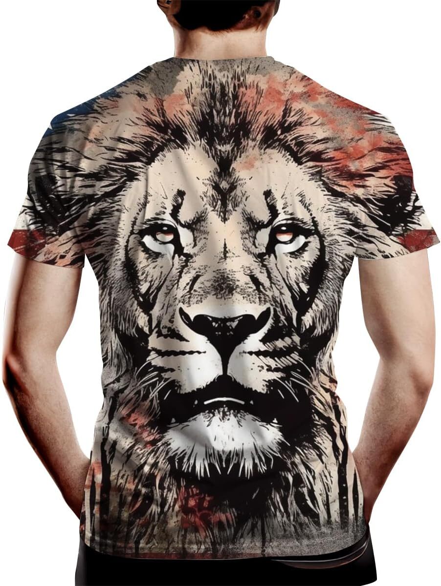 Mens T shirt Men's T Shirt with Lion Graphic, Street Novelty Tee, Best Birthday Gifts tee Casual tops summer clothes Fashion T-shirt casual top s