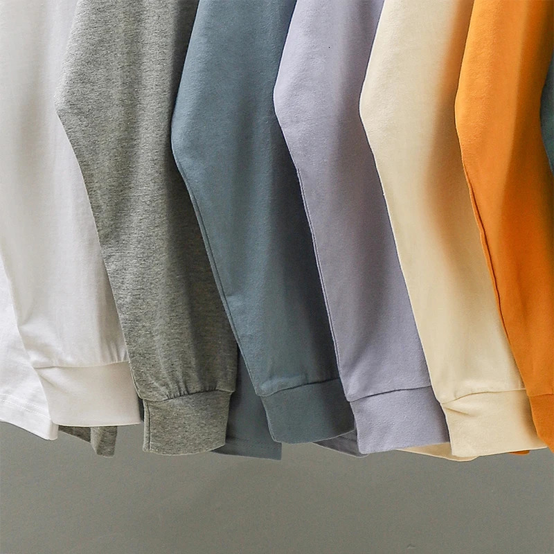 Dukeen 280g heavy-duty long sleeved mens T-shirt 100% cotton shirt oversized solid color top plain weave mens T-shirt 241024